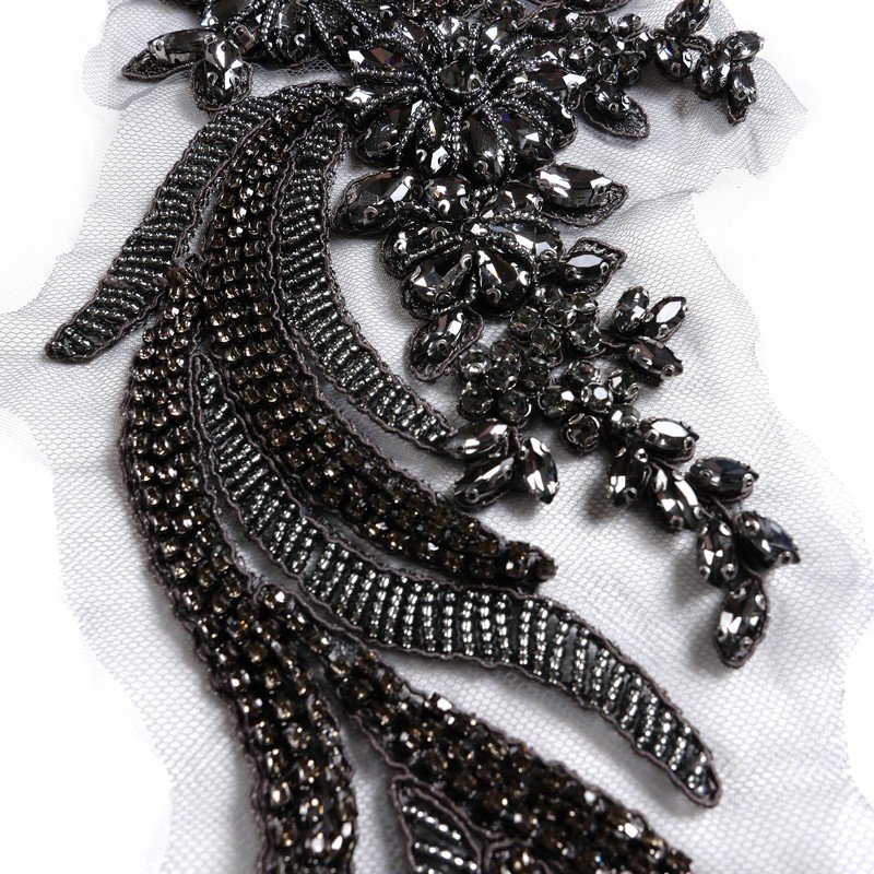 Hand-Made Beaded Rhinestons DIY Clothing Appliques Patch,Beaded Applique for Wedding