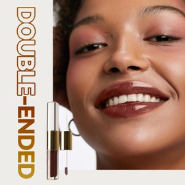 BEUKING 2 in 1 Lipstick & Lip Oil, Long Lasting Waterproof Lightweight Lip Gloss, Non-Sticky Lightweight Matte High Pigment Non-Smudge Lip Stain for Daily Lip Make Up (#03 Brownie)