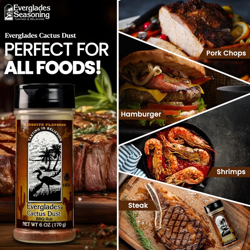 Everglades Cactus Dust BBQ Rub Seasoning - Mesquite Flavored, Gluten