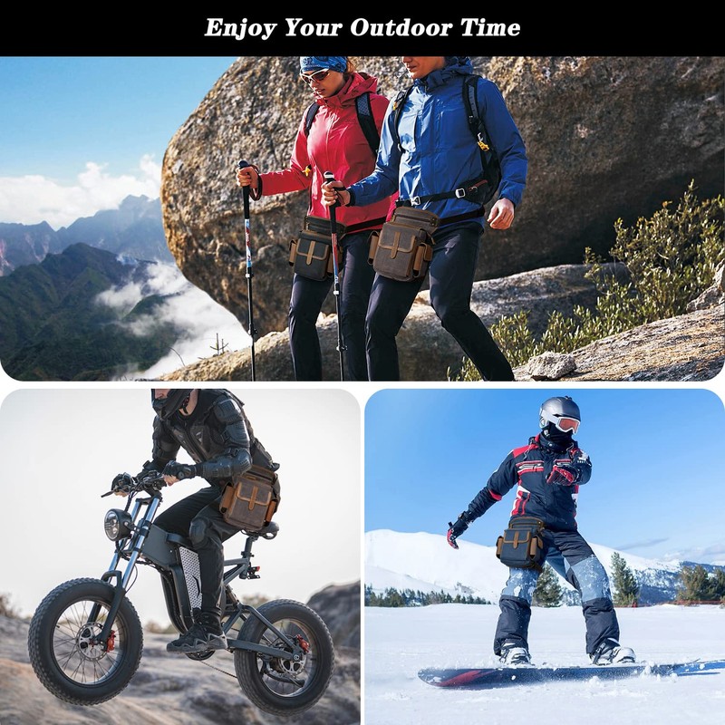 Handadsume Canvas + Genuine Leather Motorcycle Travel Fanny Waist Pack