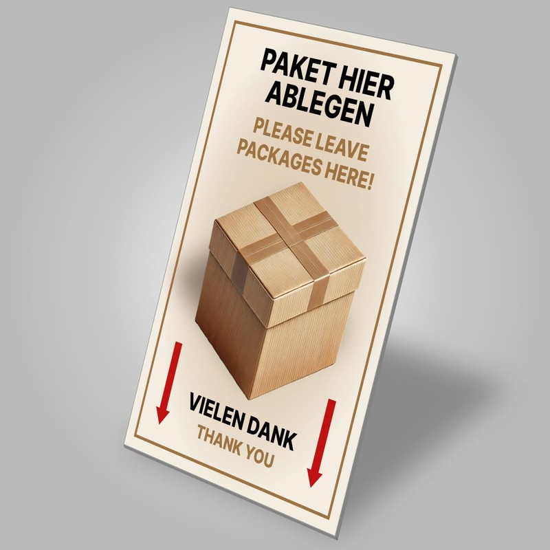 Sign "Pakete hier abgen" 30 x 20 cm Aluminium /