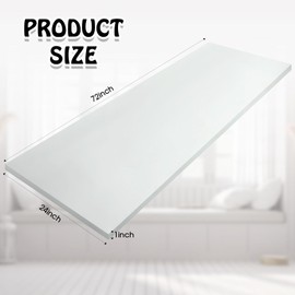 Amylove Polyurethane Foam 24" x 72" High Density Cushion Craft Upholstery Foam for Seat Replacement DIY Projects Chairs Headboards Sofas Home(1" X 24" X 72",White)