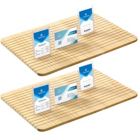 Glenmal 2 Pcs Wooden Name Badge Holder ID Badge Tray Organizer ID Tag Name Badge Organizer Name Tag Holders ID Card Sign Tag Decor Supplies for Office Business(15.4 x 11 x 0.5 Inch,Natural Color)