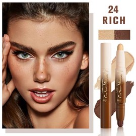 FeiCuiYun Dual-Ended 2-in-1 Cream Contour & Highlighter Stick Makeup For Face & Body – Waterproof, Long-Lasting, Suitable for All Skin Tones, 04#Nude 