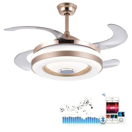 efperfect 42'' Modern Ceiling Fan with Lights Bluetooth Music Player Ceiling Fans Dimmable 7 Light Color Changes Fandelier Smart Lighting Fixture, Silent Motor with LED Kits Included (42" Fancy)