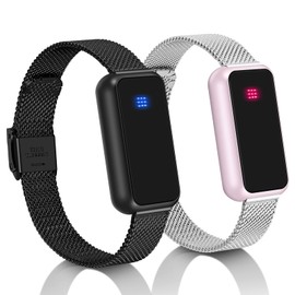 Long Distance Touch Bracelets, Send SOS SMS, Remote Smart Connection Vibration & Light Up Bracelet for Relationship Couples Girlfriend Boyfriend Family Passing on Love & Miss Gifts Jewelry Black Pink