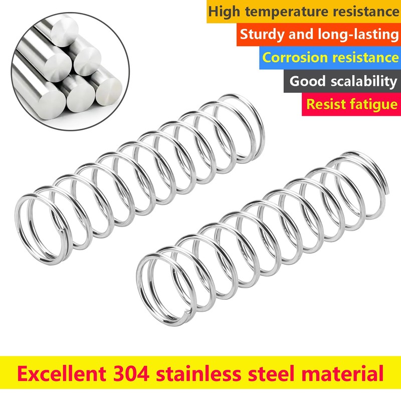 Qrity 10Pcs Coil Extended Compressed Spring, Compressed Springs, 304 Stainless