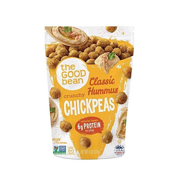The Good Bean Crunchy Chickpeas, Hummus, 6 Ounce, (Pack of 6)