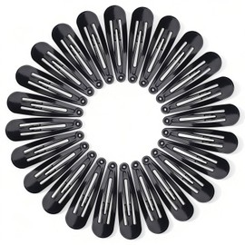 Hair Clips Women Black Metal Snap Clips 2 inch Barrettes for Kids and Girls Hair Styling Accessories (Black, 40 Pcs)