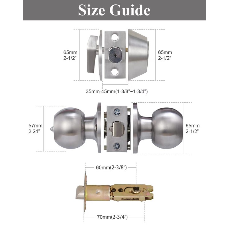 Lanwandeng (6Sets) All Keyed Same Entry Door Knob and Single