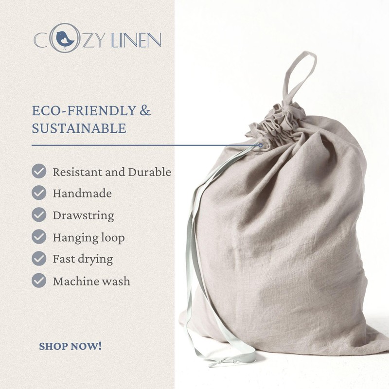Cozy Linen Natural Linen Laundry Bag - Large Storage Bag