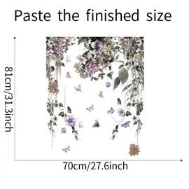 Esmee purple petunia peony butterfly flower vines bedroom living room entrance home wall decoration wall stickers(peel and stick wall decals)