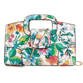 ZLMBAGUS Women Vintage Flap Tote Top Handle Satchel Handbags PU Leather Clutch Purse Casual Messenger Chain Shoulder Crossbody Bag B-flower One Size