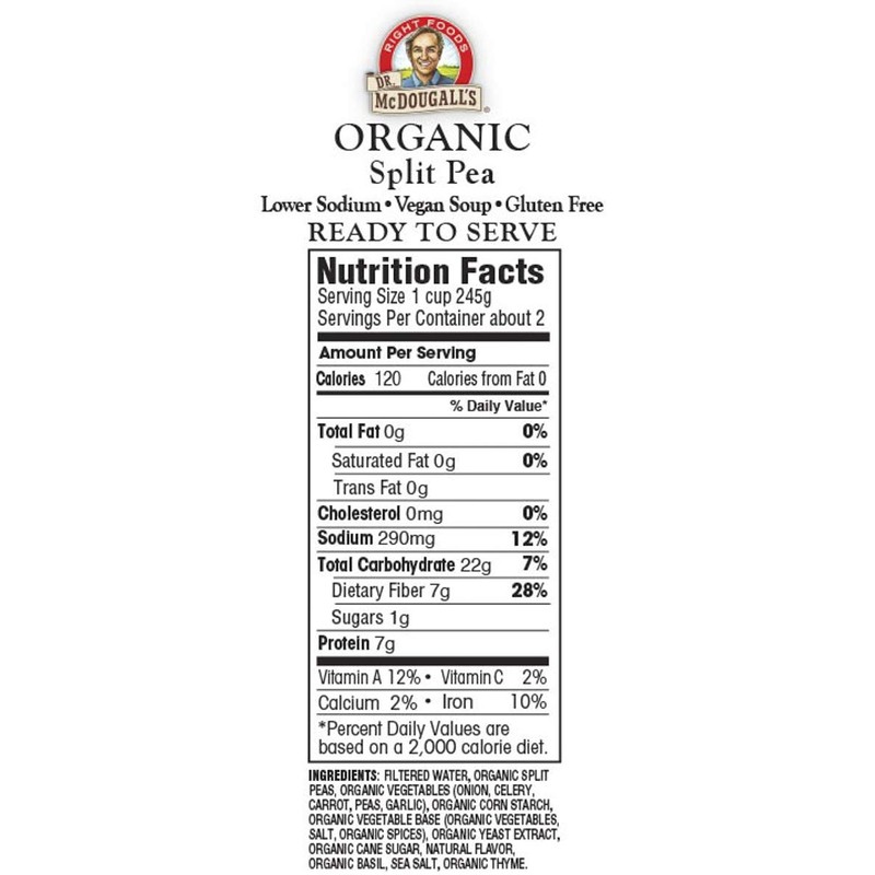 Dr. McDougall's Right Foods Soup,Organic Split Pea, Lower Sodium, 17.6