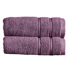 Christy Antalya Hand Towels | Set of 2 | 100% Turkish Cotton | 600GSM | Soft Plush Luxury Towel Set | 50cm x 90cm | Quick Dry | Fig Purple