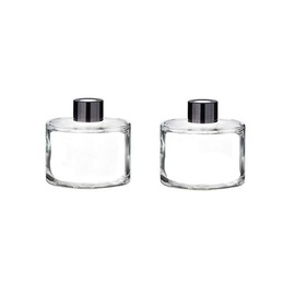 2 Pcs 50ml/1.7oz Empty Refillable Clear Round Glass Diffuser Bottles Diffuser Jars Containers Fragrance Accessories Use for DIY Replacement Reed Diffuser Sticks Sets Essential Oils Crafts Decor