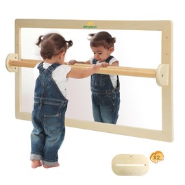 JHNIFTYNEST Infant Coordination Mirror Montessori Safety Pull up Bar Baby Mirror Acrylic Non-Glass Early Learning to Walk Mirror Upgrade Dual-Use with Base 120cm