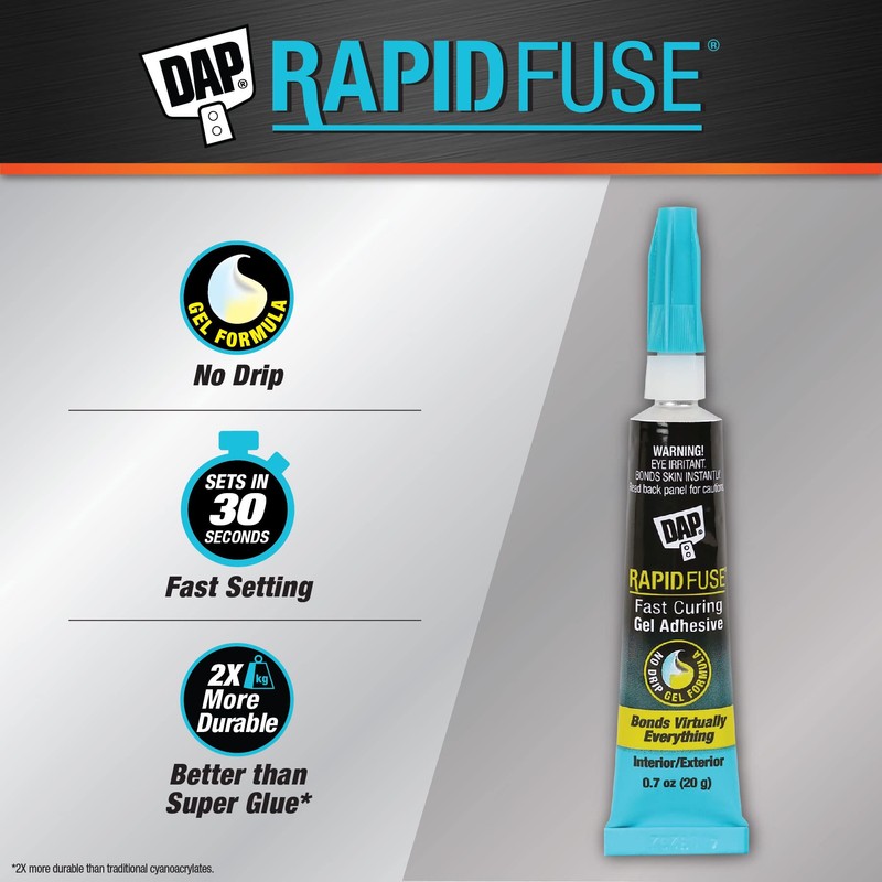 DAP RapidFuse Super Glue Gel Adhesive, Clear, 0.7 oz (7079800178)