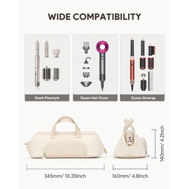 Lotour Hair Tools Travel Case Bag for Shark HD430 Flex Style/Dyson Hair Dryer/Dyson Airwrap, Portable Travel Storage Organizer for Hair Attachments (White)