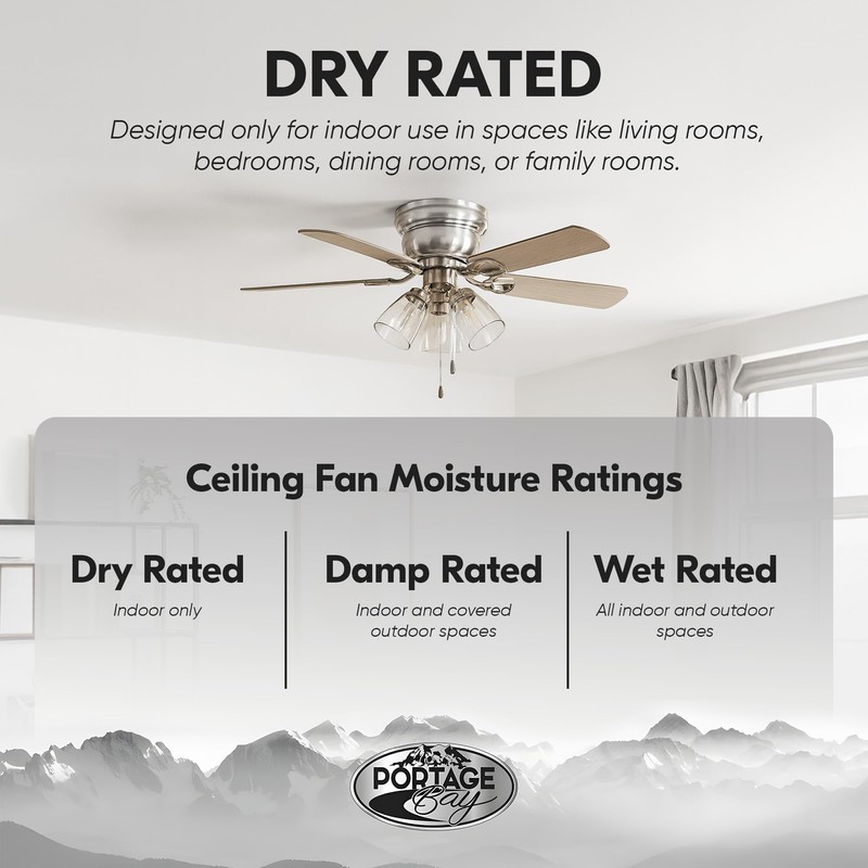 Portage Bay Ceiling Fans Renton 42" Brushed Nickel Indoor Fan