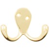 Double Robe Hook, 2-1/8" High, 1" Projection, Polished Brass by