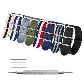 Megalith Watch Strap Pack with 4/8 Nato Strap 16 mm, 18 mm, 20 mm, 22 mm, and 24 mm Ballistic Nylon Watch Strap Zulu Watch Strap for Men Women, 18mm