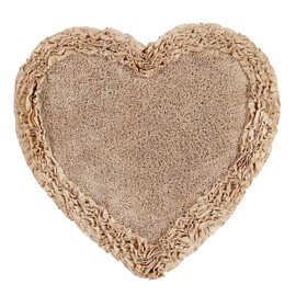 Better Trends Shaggy Border Collection is Ultra Soft, Plush and Absorbent Tufted Bath Mat Rug 100% Cotton in Vibrant Colors, 30" Heart, Beige
