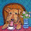 Airedale Terrier at the Cafe Coffee Shop dog art tile