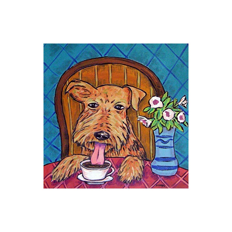 Airedale Terrier at the Cafe Coffee Shop dog art tile