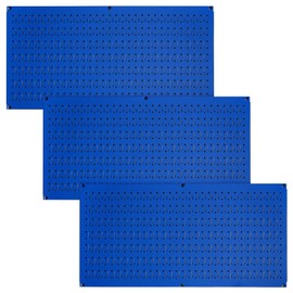 Wall Control Pegboard Value Pack - (3) Pack of Wall Control 16-Inch Tall x 32-Inch Wide Horizontal Blue Metal Wallboards for Home & Garage Tool Storage Organization (Blue Pegboard)