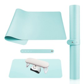 Subay Nail Art Table Mat, Foldable Nail Hand Rest Pad for Nail Arm Rest, PU Leat