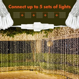 Twinkle Star 300 LED Curtain String Lights, 8 Modes Plug in Fairy Lights for Bedroom,Wedding,Party,Birthday, Hanging Twinkle Light for Indoor Outdoor Wall Window Backdrop Decoration, Warm White