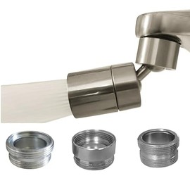 Rotating Faucet Aerator Extender,Nozzle Faucet Adapters, Universal Splash Filter Kitchen Tap Extension, Kitchen and Bathroom Sink Faucet Replacement (Brushed Nickel 80°+3 brass adapters)