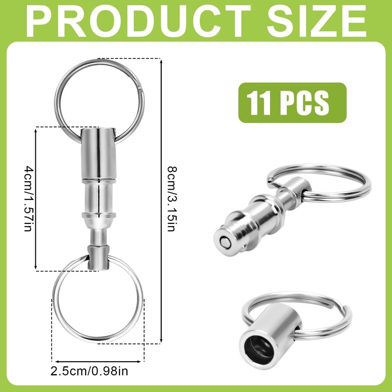 11pcs Quick Release Keychain, Detachable Dual Pull Apart Key Chain