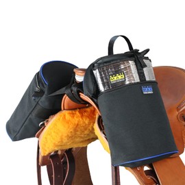TrailMax Large Horn Saddle Bags; Horn Saddle Bags for Horses; Trail Riding Saddle Bags for Western & Endurance Saddles; Double-Stitched, 600-Denier Poly Saddle Bags; Blue Piping