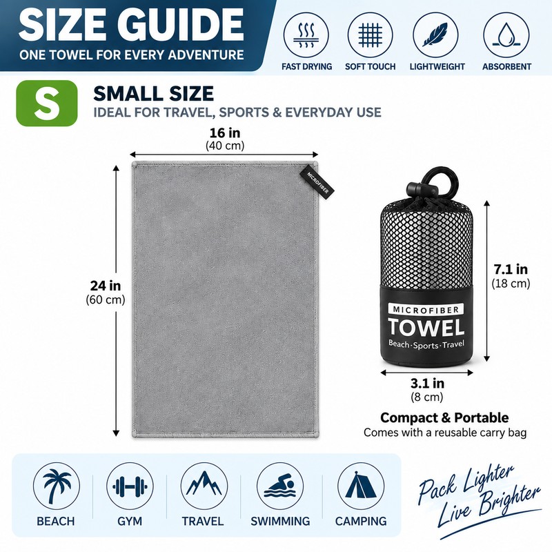 Microfiber Travel Towel for Beach & Gym – Quick-Dry Super