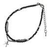 Orris Anklet, Black, Onyx, Silver, Stainless Steel, Popular, Double Cross,