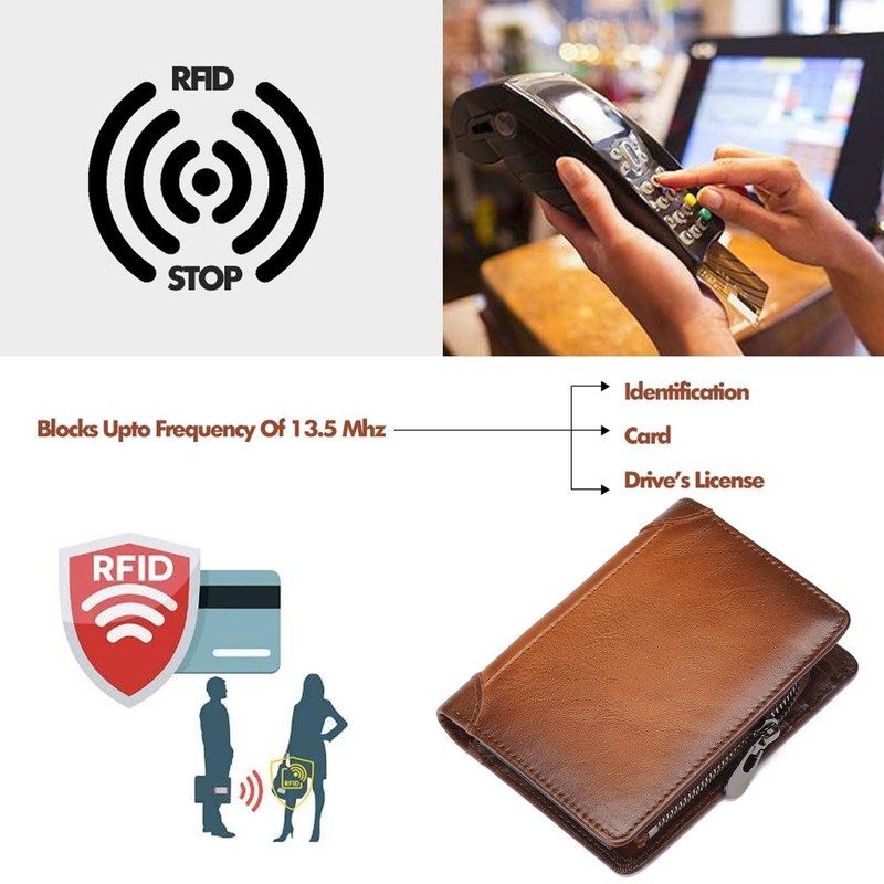SENDEFN Men's Wallets RFID Blocking Bifold Genuine Leather Wallets for