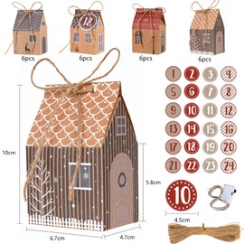 RUBY Advent Calendar for Filling, 24 Small Gift Boxes with Number Stickers, 2025 Craft Set for Christmas Calendar Houses for Children and Adults