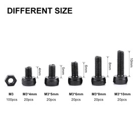 Keenso M3 Bolt Nuts 280 Piece Set Hex Socket Head with Hex Socket Head Cap Screws Storage Box Included 4/5/6/8/10/12/16/20/25mm