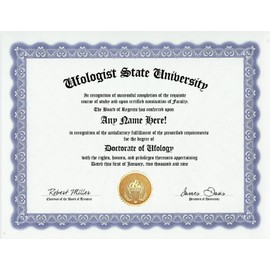 Ufologist UFO Ufology Degree: Custom Gag Diploma Doctorate Certificate (Funny Customized Joke Gift - Novelty Item)