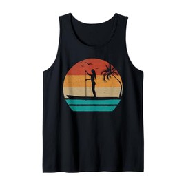 SUP Surfer Water Sports SUP Girl Sunset Stand Up Paddleboard Tank Top