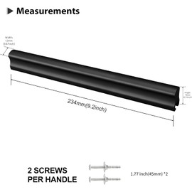 Peaha 5 Pack Adjustable Cabinet Drawer Pulls Overall Length 224mm(8-13/16inch) Matte Balck Drawer Handles Dresser Hardware for Cupboard