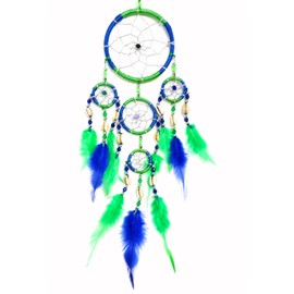 BRILLIANT GIFTS Dream Catcher for Boys and Girls, Blue, Green, Shells, Silver, Feathers, Hanging, Christmas, Diwali, Birthday, New Year