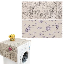 2Pcs Washer and Dryer Covers for The Top, Washing Machine Covers with 6 Storage Bags, Dryer Top Protector Mat for Home and Kitchen (Creamy white)