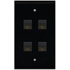 RiteAV - 4 Port Cat6 Ethernet Wall Plate - Black