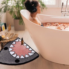 TRUEDAYS Bathroom Rug Bath Mat Shark Shaped Non Slip Bath Rug Extra Soft and Absorbent Microfiber Bath Rugs for Bathroom Floor Tub and Shower Dry Quickly
