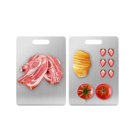 New Titanium Cutting Board - 100% Pure Titanium Cutting Boards For Kitche, 1 Pack Double-sided food-grade Titanium Cutting Board For Cutting Meats, Fruits And Vegetables. (11.4x8in)