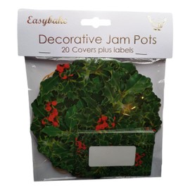 10 Christmas Holly Jam Pot Covers and Labels