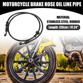 Partuto 1 Set 120cm 47.24" Universal Motorcycle Hydraulic Brake Oil Hose - for Motorcycles Dirt Bike Motocross 28 28 Degree Braided Cable Oil Line Pipe Durable - Stainless Steel Black